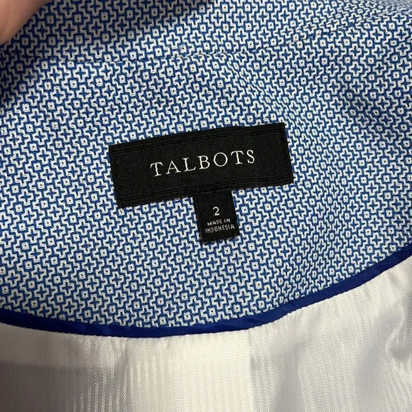 TALBOTS || women’s blue and white 100% cotton blazer size 2 - Picture 7 of 9